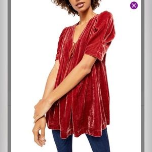 Free people red velvet shirt